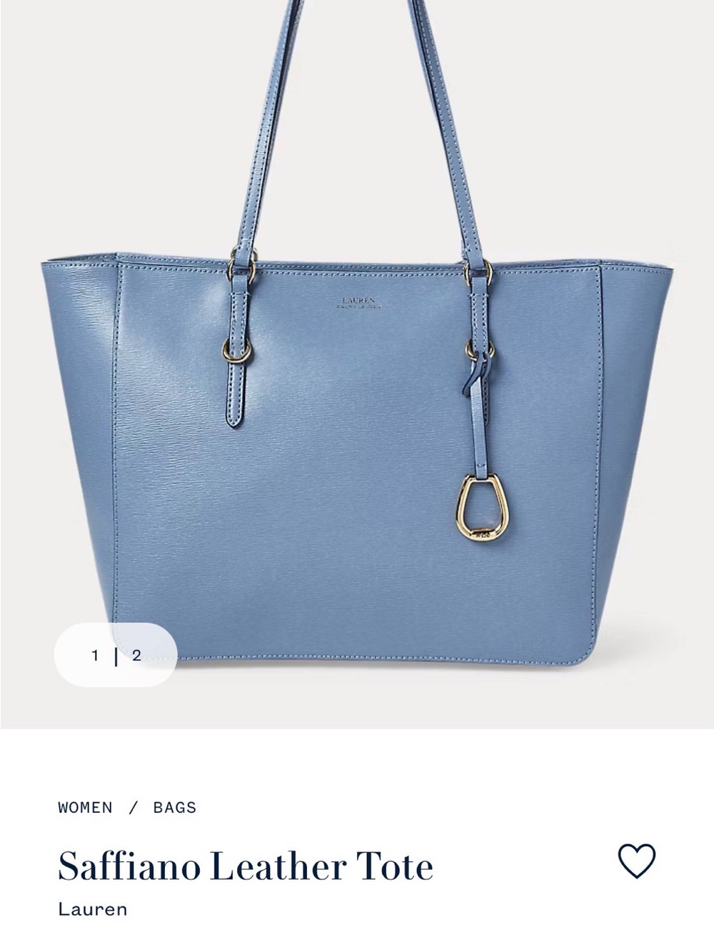 Ralph Lauren Saffiano Leather Tote in Light Blue